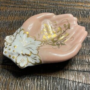 Vintage Amoges Porcelain Hand Painted Trinket Dish Hands Together